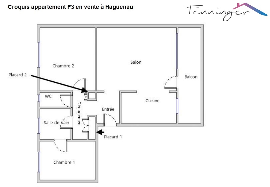 Haguenau beau F3 lumineux, balcon, garage, cave
